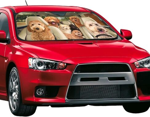 Goldendoodle Windshield Sun Shade Reflective Sun Visor Covers for Cars Keep Your Vehicle Cool and Damage Free Easy to Use 51x28in for Most Sedans SUV Truck Automotive in Kuwait