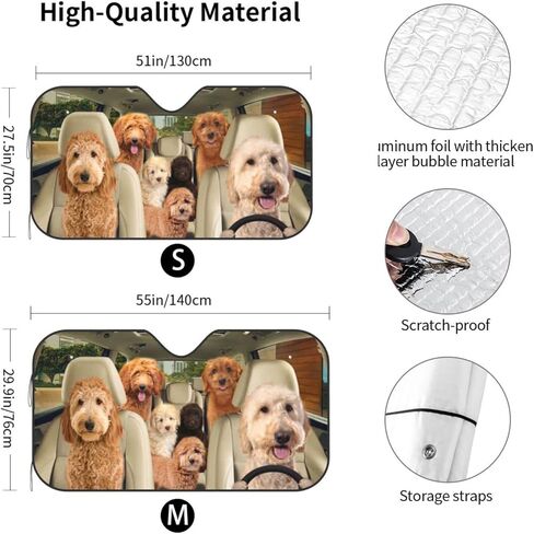 Goldendoodle Windshield Sun Shade Reflective Sun Visor Covers for Cars Keep Your Vehicle Cool and Damage Free Easy to Use 51x28in for Most Sedans SUV Truck Automotive in Kuwait