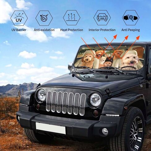 Goldendoodle Windshield Sun Shade Reflective Sun Visor Covers for Cars Keep Your Vehicle Cool and Damage Free Easy to Use 51x28in for Most Sedans SUV Truck Automotive in Kuwait