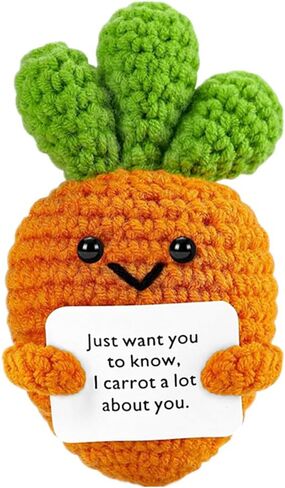 Knitted Emotional Support Plush Positive Doll Toy with Motivational Card Desk or Car Accessories for Friends Birthday Party Decorations (Carrot) in Kuwait