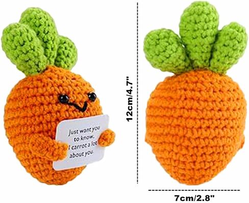 Knitted Emotional Support Plush Positive Doll Toy with Motivational Card Desk or Car Accessories for Friends Birthday Party Decorations (Carrot) in Kuwait