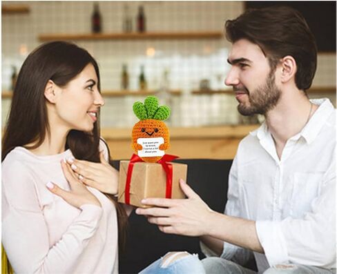 Knitted Emotional Support Plush Positive Doll Toy with Motivational Card Desk or Car Accessories for Friends Birthday Party Decorations (Carrot) in Kuwait