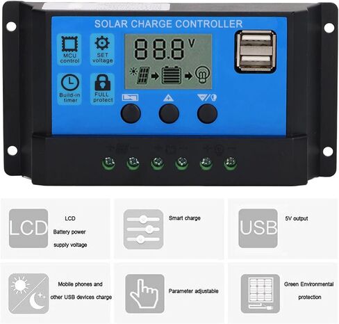 12V 24V PWM Solar Controller MPPT Solar Charger with LCD Display, USB Output (100A) in Kuwait