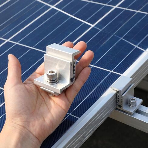 12PCS Solar Panel Brackets Adjustable End Clamp 5 Gear 35-50mm Aluminum Solar Mounting Brackets Kit for RV Metal Roof Flat Roof Silver in Saudi Arabia