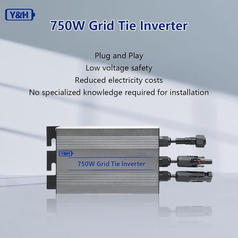 Y&H 750W Grid Tie Micro Inverter MPPT Solar Input 24-60V, AC120V Output, Compatible with 24V/36V Solar Panels, Vmp:30-42V/Voc:38-60V, No Battery Required, for Home & RV Use & Off-Grid System in Saudi Arabia