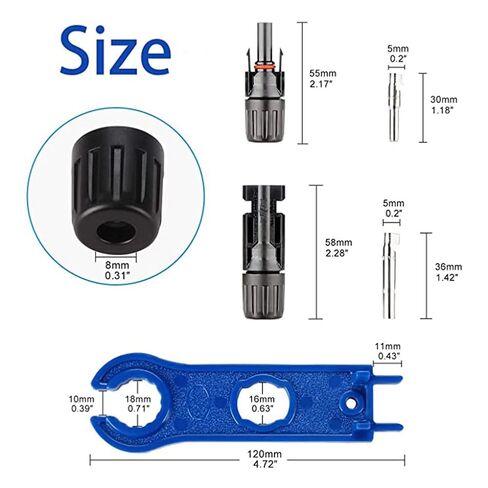 5 Pairs Solar Connectors M-C-4 Male/Female IP67 Waterproof Solar Panel Cable Connectors with Spanners in Kuwait