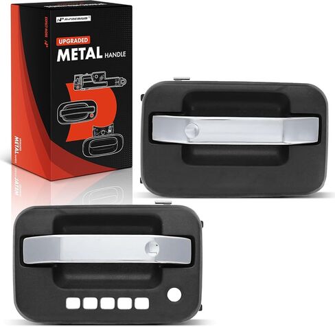 A-Premium Upgraded Metal Exterior Door Handles Compatible with Ford F-150 F150 2009-2014, Textured Black Housing with Chrome Lever, 2-PC Set, Front Driver and Passenger Side in Kuwait
