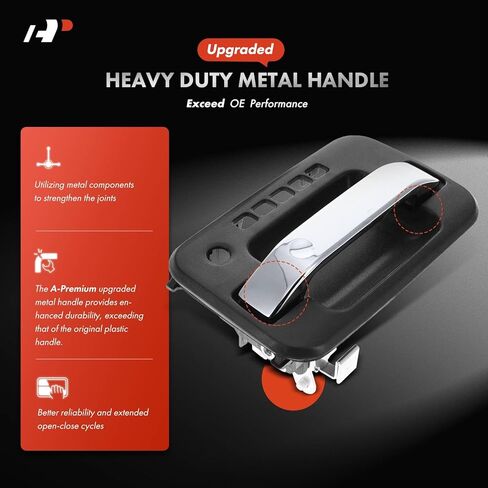 A-Premium Upgraded Metal Exterior Door Handles Compatible with Ford F-150 F150 2009-2014, Textured Black Housing with Chrome Lever, 2-PC Set, Front Driver and Passenger Side in Kuwait