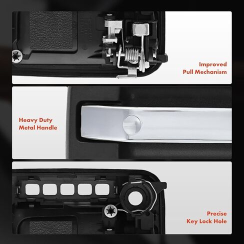 A-Premium Upgraded Metal Exterior Door Handles Compatible with Ford F-150 F150 2009-2014, Textured Black Housing with Chrome Lever, 2-PC Set, Front Driver and Passenger Side in Kuwait