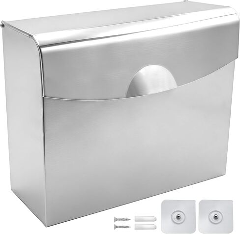Sanitary Napkin Receptacle Wall Mounted, 2 Pack Stainless Steel Feminine Hygiene Disposal Container, Tampon Disposal Bin with Flip Top Lid for Bathroom, Public Restroom, Office, Restaurant(2, Black) in Saudi Arabia