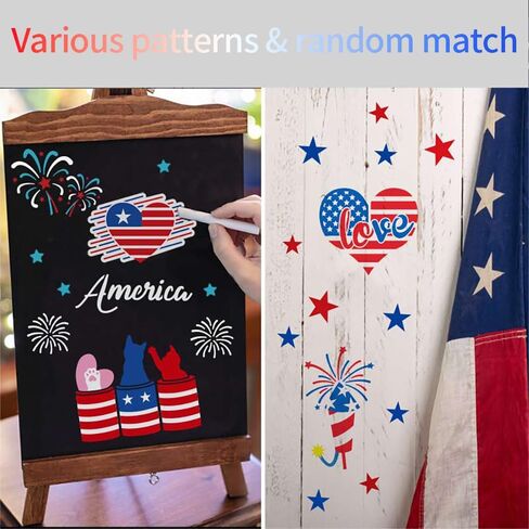 25 Pcs Patriotic Stencils Reusable 4th of July Stencils for Painting American Flag Scrapbook Drawing DIY Wall Floor Rock Painting Craft Art Project Independence Day Bag Shirt Decoration in Saudi Arabia