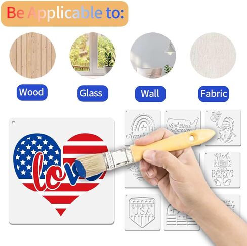 25 Pcs Patriotic Stencils Reusable 4th of July Stencils for Painting American Flag Scrapbook Drawing DIY Wall Floor Rock Painting Craft Art Project Independence Day Bag Shirt Decoration in Saudi Arabia