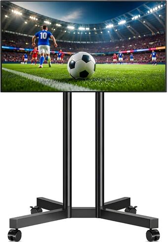 5Rcom Dual-Pole Rolling TV Stand for 32-70 inch LCD LED Flat & Curved TVs, Height Adjustable Portable TV Stand with Lockable Wheels, Mobile TV Cart up to 88lbs for Bedroom, Living Room, Outdoor in Kuwait