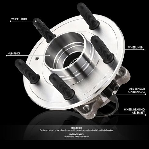 Auto Dynasty - Factory Style Rear Wheel Bearing Hub Assembly with ABS Sensor Cable and Plug Compatible with Chevy Equinox GMC Terrain 2010-2017, Driver or Passenger Side, Bare Steel in Kuwait