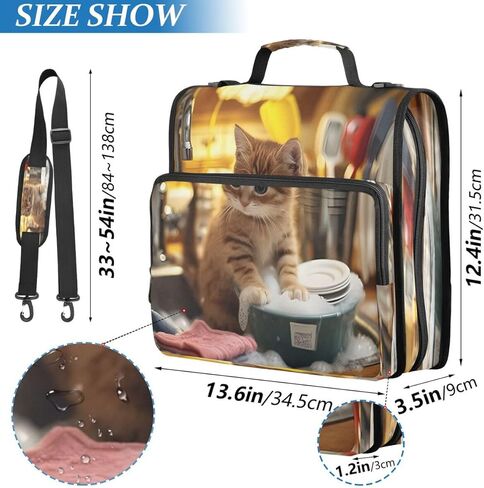 ALAZA Funny Animal Cat Kitten Zipper Binder 3 Ring Binder Organizer with Zipper and Shoulder Strap Large Capacity Multi-Pocket for Office Supplies Work in Kuwait