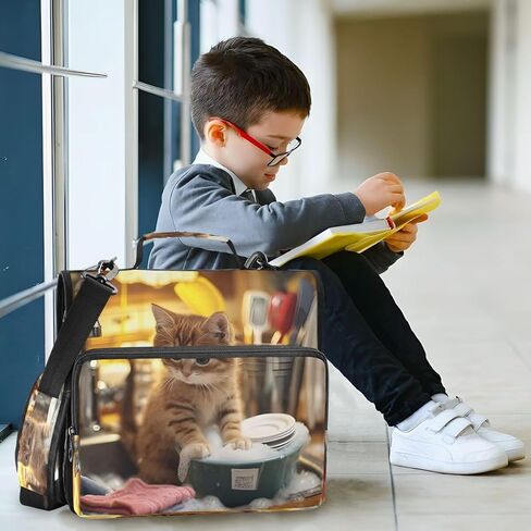 ALAZA Funny Animal Cat Kitten Zipper Binder 3 Ring Binder Organizer with Zipper and Shoulder Strap Large Capacity Multi-Pocket for Office Supplies Work in Kuwait