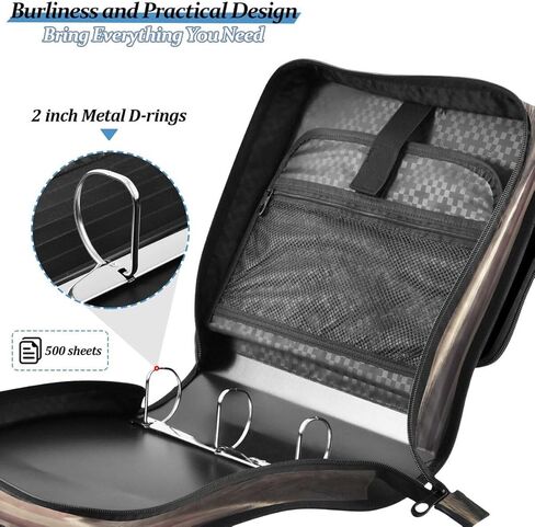 ALAZA Wolf American Flag Zipper Binder 3 Ring Binder Organizer with Zipper and Shoulder Strap Large Capacity Multi-Pocket for Office Supplies Work in Kuwait