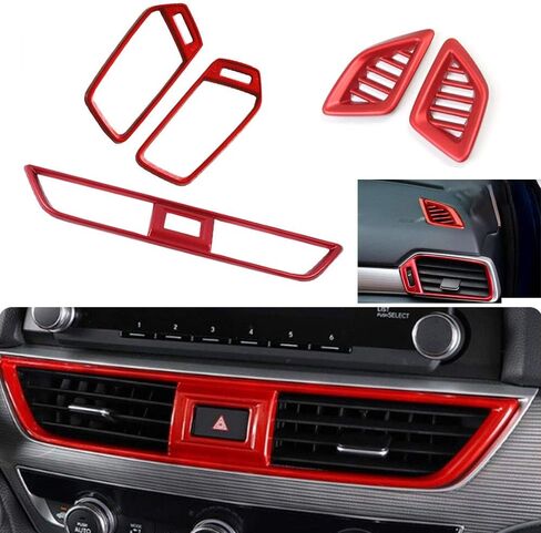 ABS Engineering Plastics Car Center Consoles Air Vent Wind Outlet Trims Interior Decoration Frame Cover Inner Accessories for Honda 10th Accord 2018 2019 2020 2021 2022 (RED) in Saudi Arabia