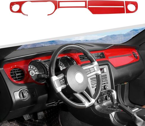 Jimen لـ 2010-2014 Ford Mustang وحدة التحكم المركزية لوحة القيادة غطاء لوحة القيادة ملحقات الكسوة الداخلية (ألياف الكربون) in Kuwait