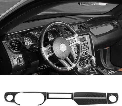 Jimen لـ 2010-2014 Ford Mustang وحدة التحكم المركزية لوحة القيادة غطاء لوحة القيادة ملحقات الكسوة الداخلية (ألياف الكربون) in Kuwait