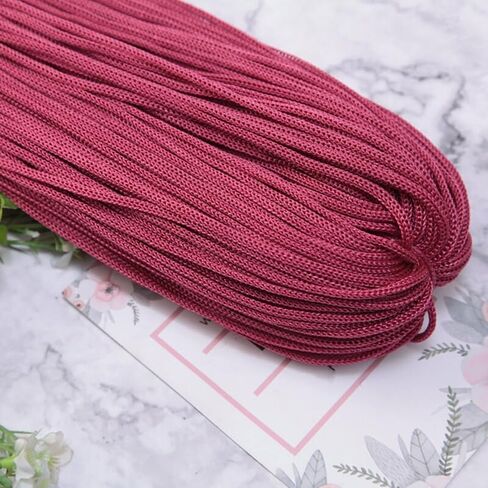 Nylon Cord Yarn 186 Yard (170 m) x 3 mm, Macrame Thread DIY Hand Cushion Hat Crochet Hollow Line Backpack Drawstring (Grape Red) in Kuwait
