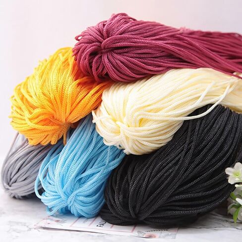 Nylon Cord Yarn 186 Yard (170 m) x 3 mm, Macrame Thread DIY Hand Cushion Hat Crochet Hollow Line Backpack Drawstring (Grape Red) in Kuwait
