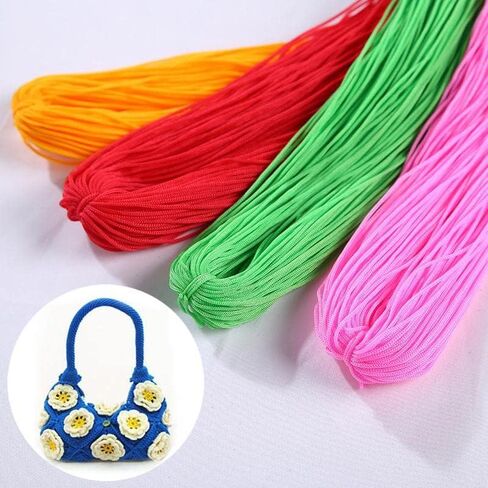 Nylon Cord Yarn 186 Yard (170 m) x 3 mm, Macrame Thread DIY Hand Cushion Hat Crochet Hollow Line Backpack Drawstring (Grape Red) in Kuwait