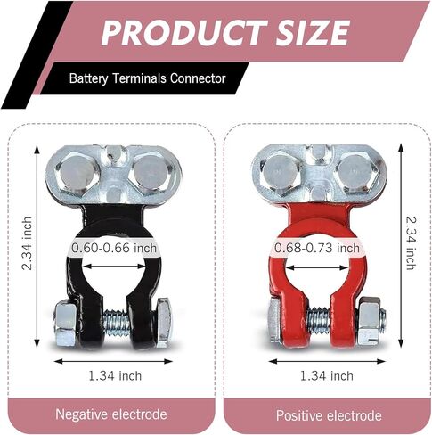 WZP 2PCS Battery Terminal Connector, Color Coded Set Top Post Battery Terminal Clamps with Felt Fiber Washers, Universal for Car Truck Vehicle Ship Boat Small Yacht RV Camper (Red&Black) in Saudi Arabia