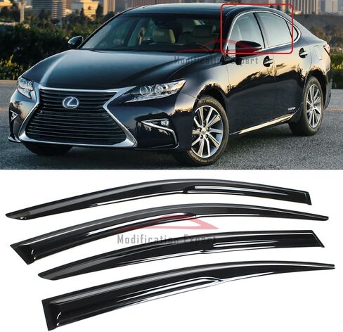 Fits for 2013-2018 Lexus ES JDM 3D Wavy Mugen Style Window Visor Rain Guard Deflector in Kuwait