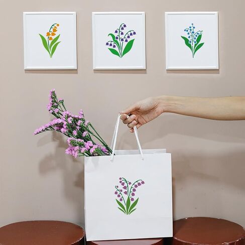 FINGERINSPIRE 6PCS Lily of The Valley Stencils with 1Pc Brush 5.9x5.9inch Reusable Plastic Flower Stencil Plant Theme Flower Patterns Template for Painting on Wall Wood Furniture DIY Home Decoration in Kuwait