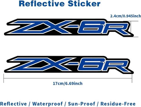 Motorcycle Reflective Flexible Vehicle Sticker Decorative Vinyl Bumper Sticks Gas Fuel Tank Badge Emblem Decals Sticker Compatible with Kawasaki ZX-6R ZX6 636 Blue Black in Saudi Arabia