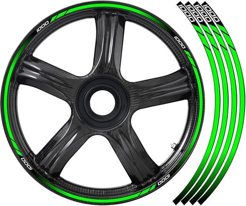ملصق شريطي عاكس لعجلة الدراجة النارية مقاس 17 بوصة متوافق مع Kawasaki Z1000 - ملصق شريطي من مادة PVC لـ Z1000، مجموعة ملصقات عجلة مقاومة للماء ومتينة (أخضر) in Kuwait