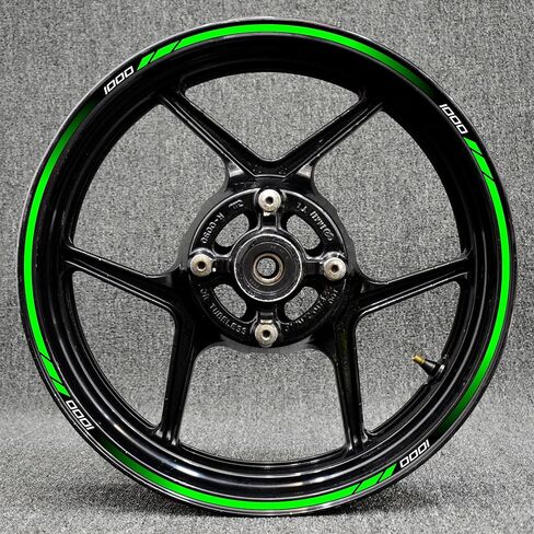ملصق شريطي عاكس لعجلة الدراجة النارية مقاس 17 بوصة متوافق مع Kawasaki Z1000 - ملصق شريطي من مادة PVC لـ Z1000، مجموعة ملصقات عجلة مقاومة للماء ومتينة (أخضر) in Kuwait