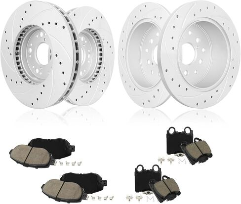 مكابح ودوارات Betthand مناسبة لـ 2001-2005 Lexus IS300، 1998-2000 Lexus GS300 GS400، 3L 4L L6 V8، 11.65 بوصة + 12.09 بوصة دوارات هندسية ومنصات سيراميك: 96473 + 96760، 31172 + 31253، فتحات تهوية ودوارات مشقوق in Kuwait