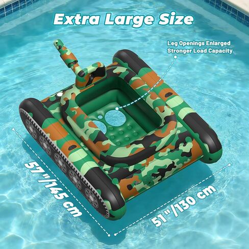 JOSEN Inflatable Tank Pool Float, Swimming Pool Floaties Tank with Water Cannon Gun, Swim Raft Water Battle Fun for Lake, Pool Party, Beach & Backyard for Adults-Green in Saudi Arabia