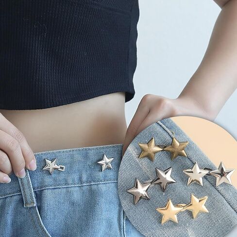 10 PCS Pant Waist Tightener Star Buttons Pins for Loose Jeans Reusable Waist Cincher Clip Jean Waist Tightener for Women Star Brooch for Clothing Dresses Skirts No Sewing Decoration Accessories in Saudi Arabia