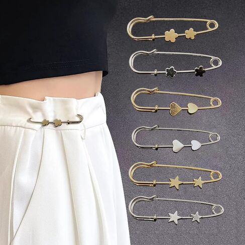 10 PCS Pant Waist Tightener Star Buttons Pins for Loose Jeans Reusable Waist Cincher Clip Jean Waist Tightener for Women Star Brooch for Clothing Dresses Skirts No Sewing Decoration Accessories in Saudi Arabia