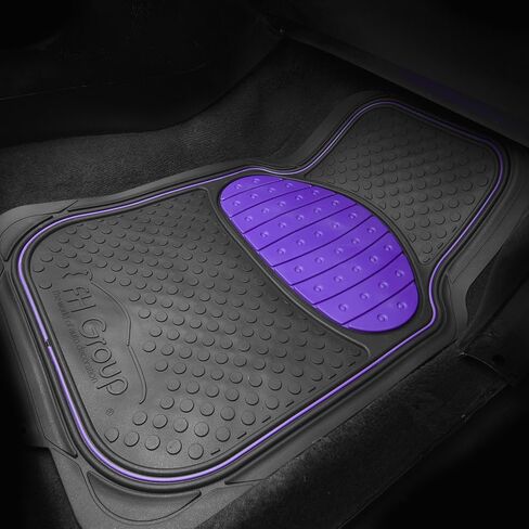 سجادات أرضية أرجوانية من FH Group Automotive - مطاط كامل، عالي التحمل، قابل للتشذيب، مقاوم للتسلق لمعظم سيارات السيدان وسيارات الدفع الرباعي in Kuwait
