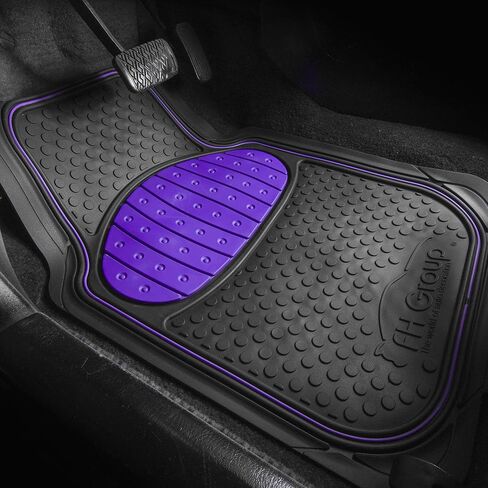 سجادات أرضية أرجوانية من FH Group Automotive - مطاط كامل، عالي التحمل، قابل للتشذيب، مقاوم للتسلق لمعظم سيارات السيدان وسيارات الدفع الرباعي in Kuwait