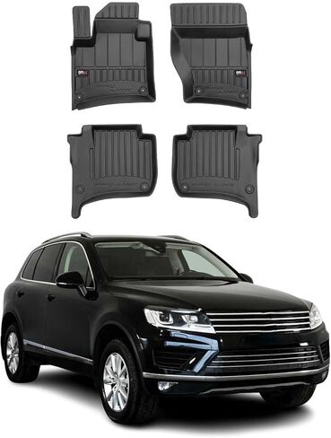 OMAC Premium Floor Mats for VW Touareg 2010-2017 Car Mats All Weather 3D Custom Fit Rubber Mat Waterproof Odorless TPE Floor Liners Laser Measured Non-Slip (Black) in Kuwait