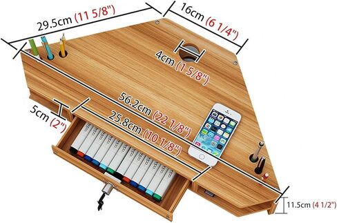 White Monitor Stand Riser with Pen Holder - Triangle Corner Desk Organizer for Laptop, TV, Tablet - 2-Tier Elevated Shelf Storage Solution for Office & Home in Kuwait