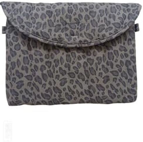 Leopard Print Laptop Sleeve, Quilted Canvas Case with Pocket, Gray, 13-14 Inch in Kuwait