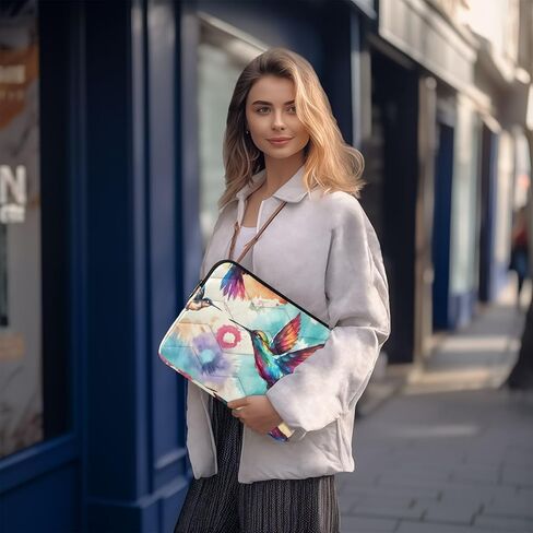 Quilted Laptop Sleeve,Bumps and Scratches,Colorful Humming Birds Laptop Protective Case for 13-14 inch MacBook Air/MacBook Pro, Notebook, Chromebook Computer in Saudi Arabia