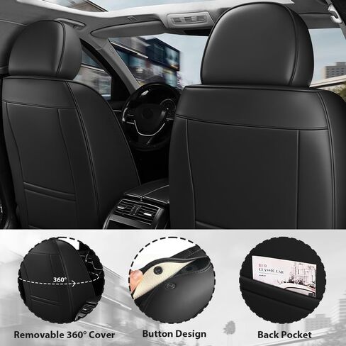 AWUI لأغطية مقاعد Toyota Corolla 2001-2025 مجموعة كاملة، جلد نابا مقاوم للماء، مقاوم للخدش، تغطية كاملة 360 درجة، أغطية مقاعد سيارة مضادة للانزلاق وسهلة التنظيف (5 مقاعد، أسود) in Kuwait