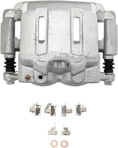 TRQ Front Performance Brake Pad, Caliper, & Rotor Kit Semi-Metallic Premium G-Coated Compatible with 2005-2012 Ford F-250 Super Duty F-350 Super Duty in Kuwait