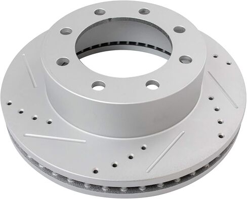TRQ Front Performance Brake Pad, Caliper, & Rotor Kit Semi-Metallic Premium G-Coated Compatible with 2005-2012 Ford F-250 Super Duty F-350 Super Duty in Kuwait