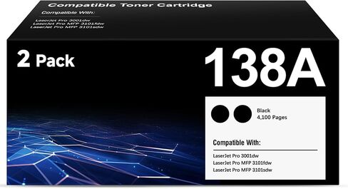 138A Black Toner Cartridge for HP LaserJet Pro MFP 3101fdw 3101sdw 3001dw Toner Compatible for HP 138A W1380A 138X W1380X Black LaserJet Toner Cartridges for LaserJet 3001 3101 Series, 2 Pack in Saudi Arabia