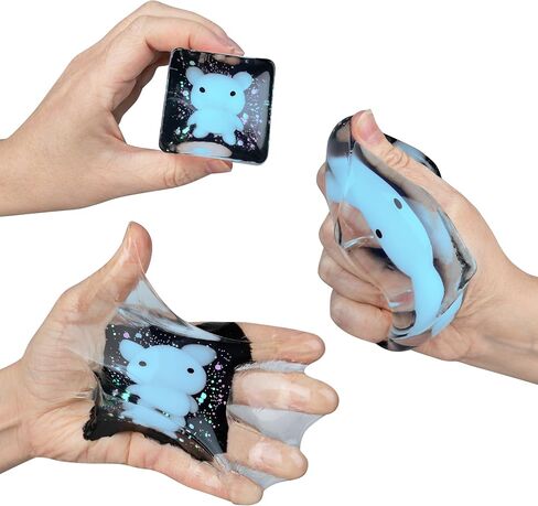 ORB Tabalicious TABA Squishy Glow in The Dark Blue Bear Stress Cube Toy - Soft, Sticky, Glowing TABA Squishy Animal Stress Cubes - Fun Stress Ball Squishies - Kawaii Fidget Toys for Kids and Adults in Saudi Arabia
