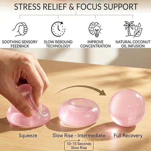 Coconut Oil Stress Ball,Squishy Stress Ball,Coconut Oil Squishy,Coconut Oil Stress Ball,Handmade Malleable Clear Jelly Bubblegum Texture Coconut Oil Squish (3 PCS ) in Kuwait