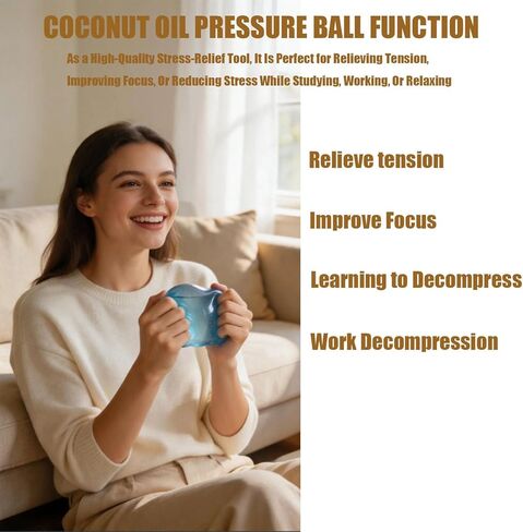 Coconut Oil Stress Ball,Squishy Stress Ball,Coconut Oil Squishy,Coconut Oil Stress Ball,Handmade Malleable Clear Jelly Bubblegum Texture Coconut Oil Squish (3 PCS ) in Kuwait